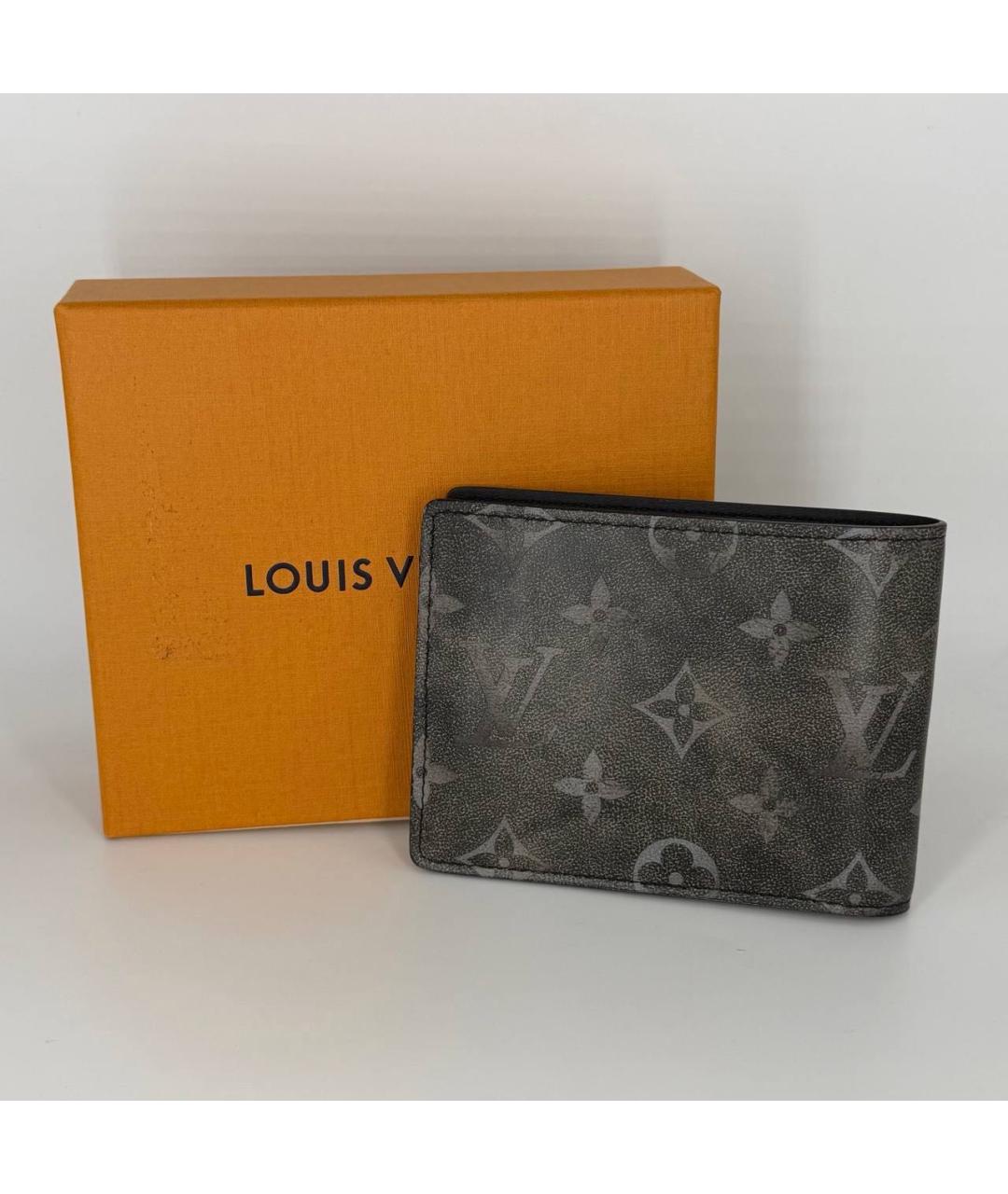 LOUIS VUITTON Черный кожаный кошелек, фото 4