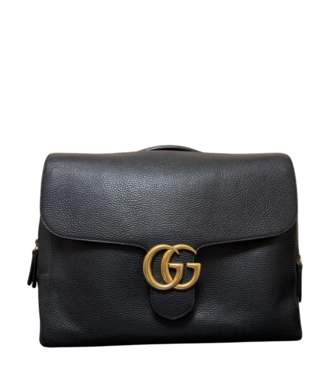 GUCCI Черный кожаный портфель, фото 1