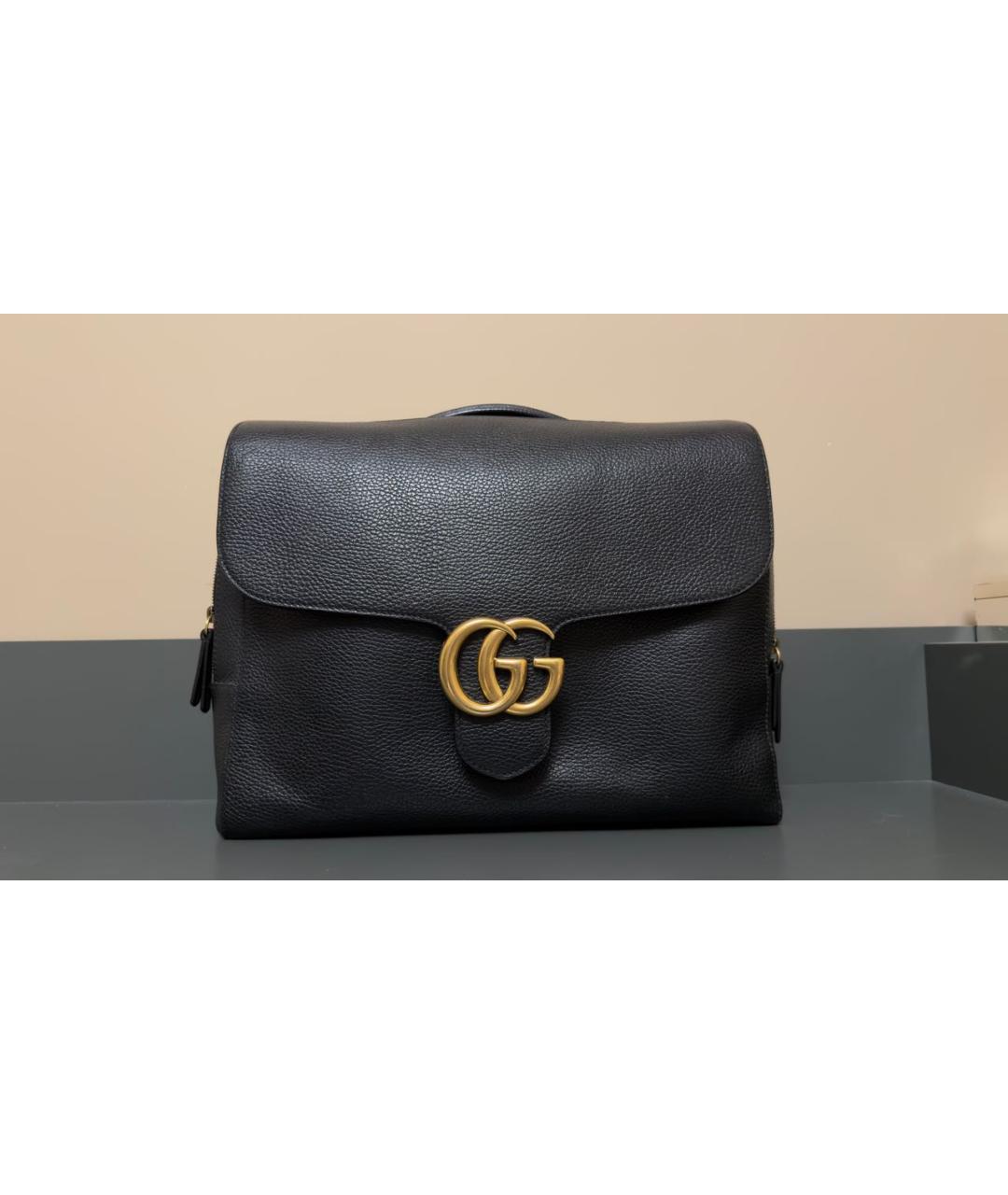 GUCCI Черный кожаный портфель, фото 8
