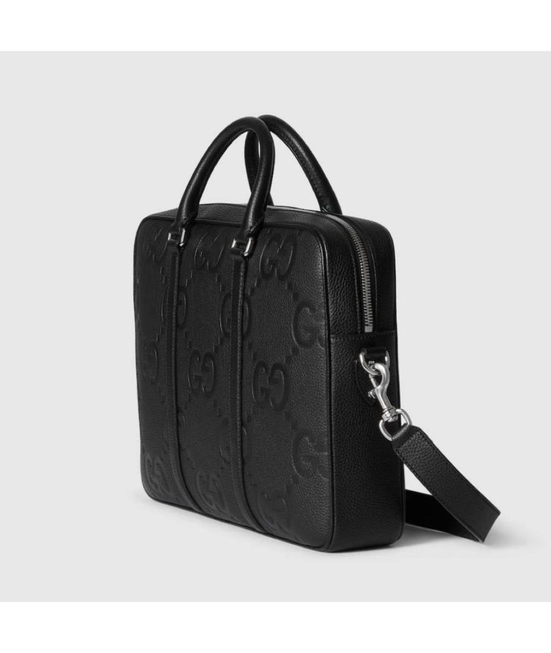 GUCCI Черный кожаный портфель, фото 5