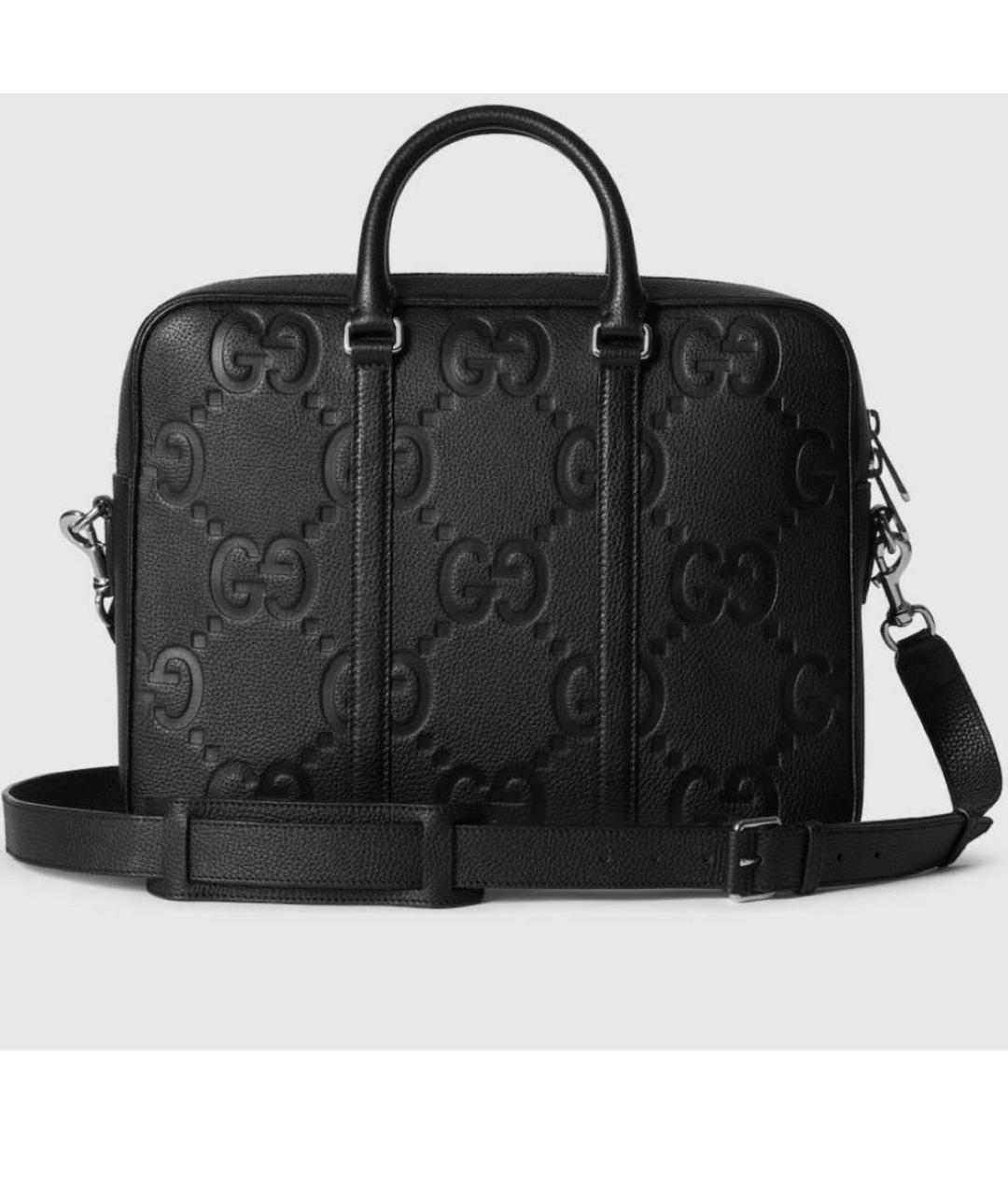 GUCCI Черный кожаный портфель, фото 6