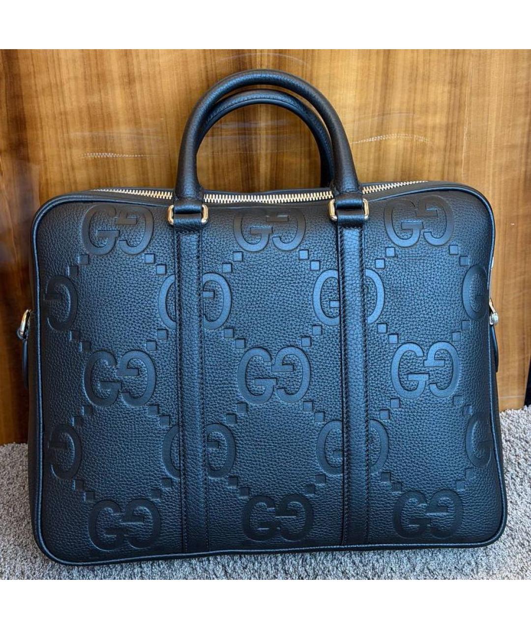 GUCCI Черный кожаный портфель, фото 3