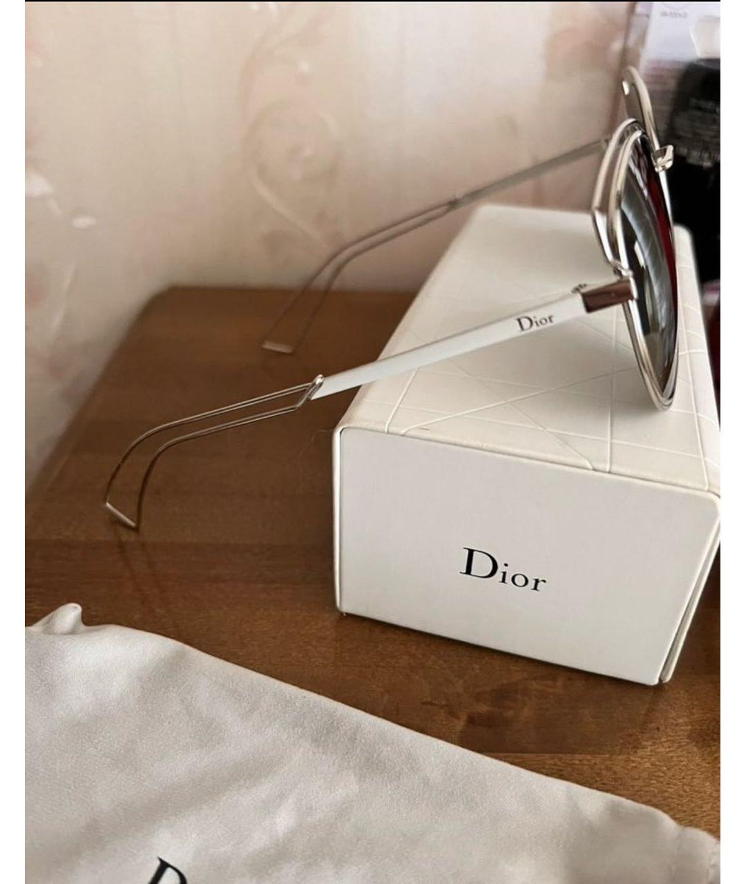 CHRISTIAN DIOR Серебряные пластиковые солнцезащитные очки, фото 3