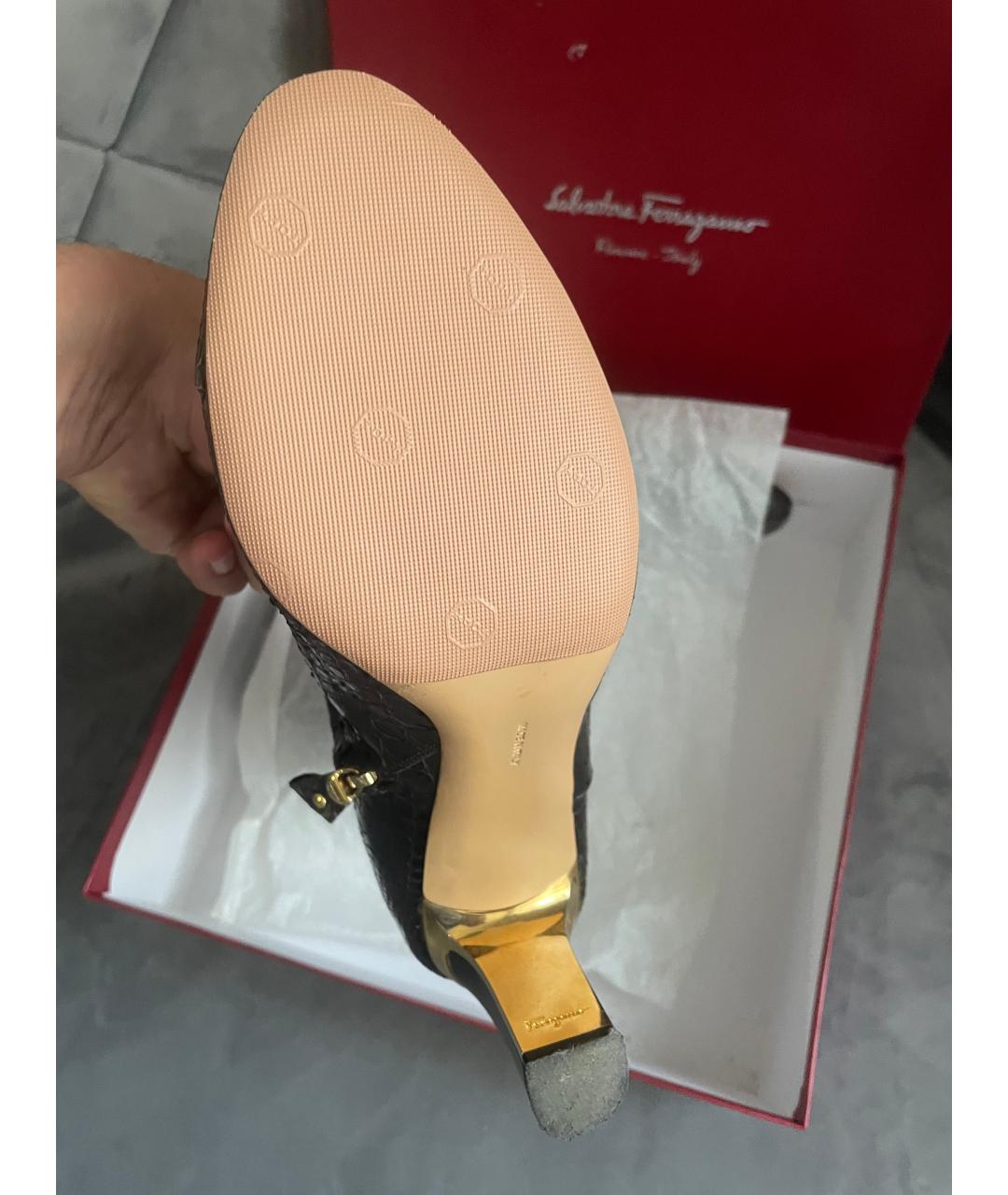 FERRAGAMO Коричневые ботильоны из кожи питона, фото 7