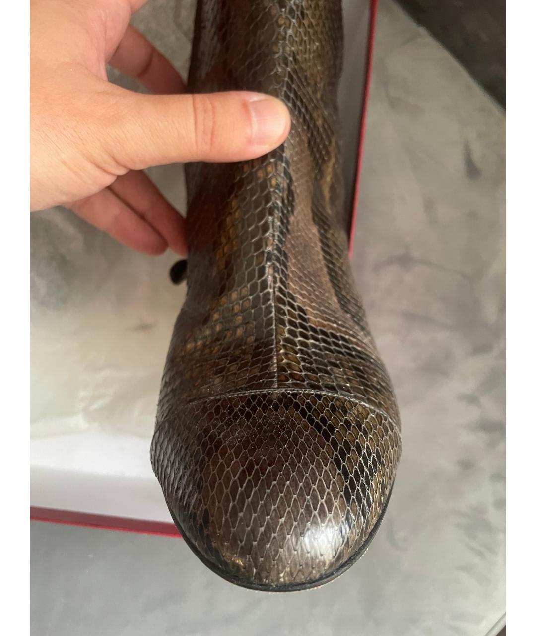 FERRAGAMO Коричневые ботильоны из кожи питона, фото 9