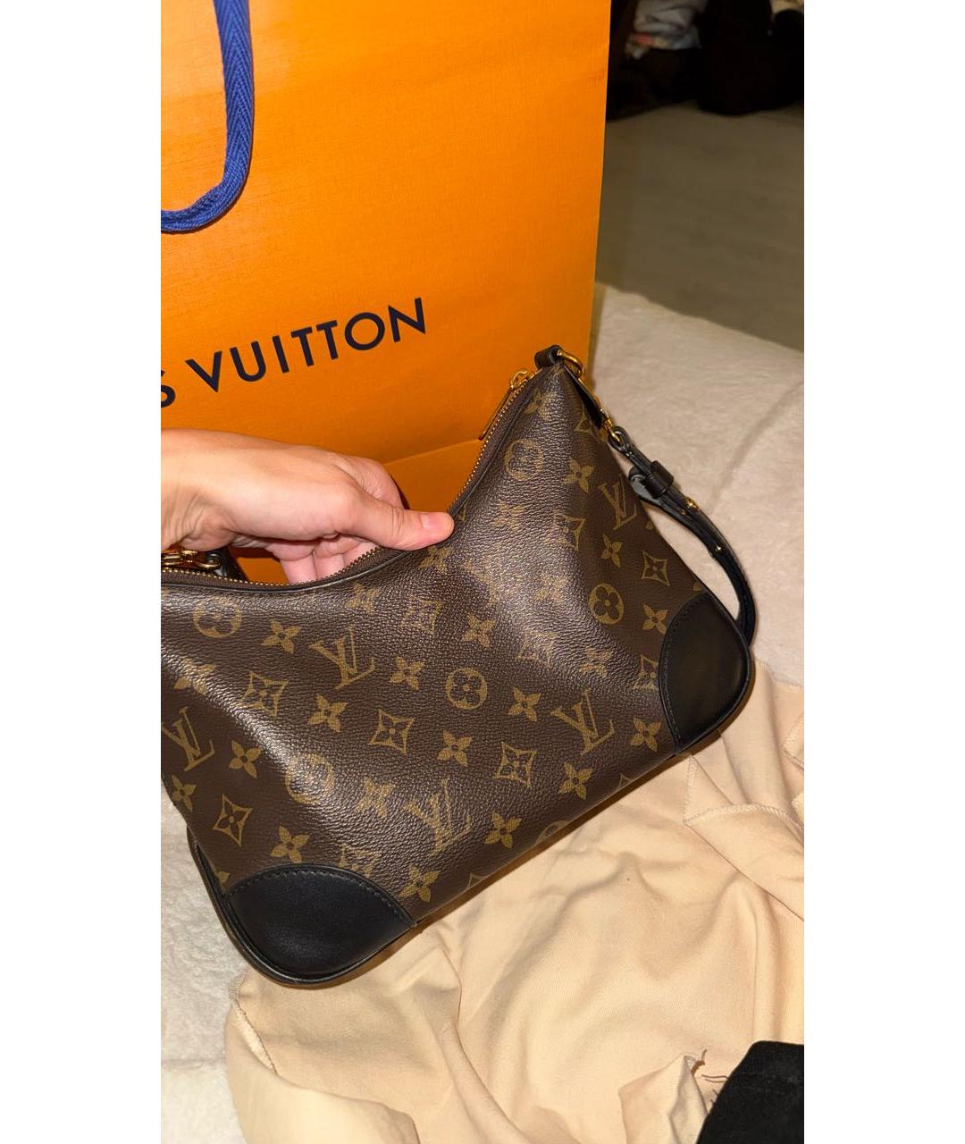LOUIS VUITTON Коричневая кожаная сумка через плечо, фото 3