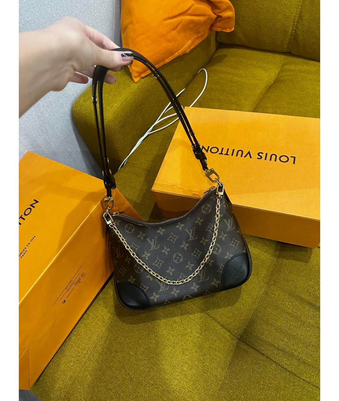 LOUIS VUITTON Коричневая кожаная сумка через плечо, фото 7