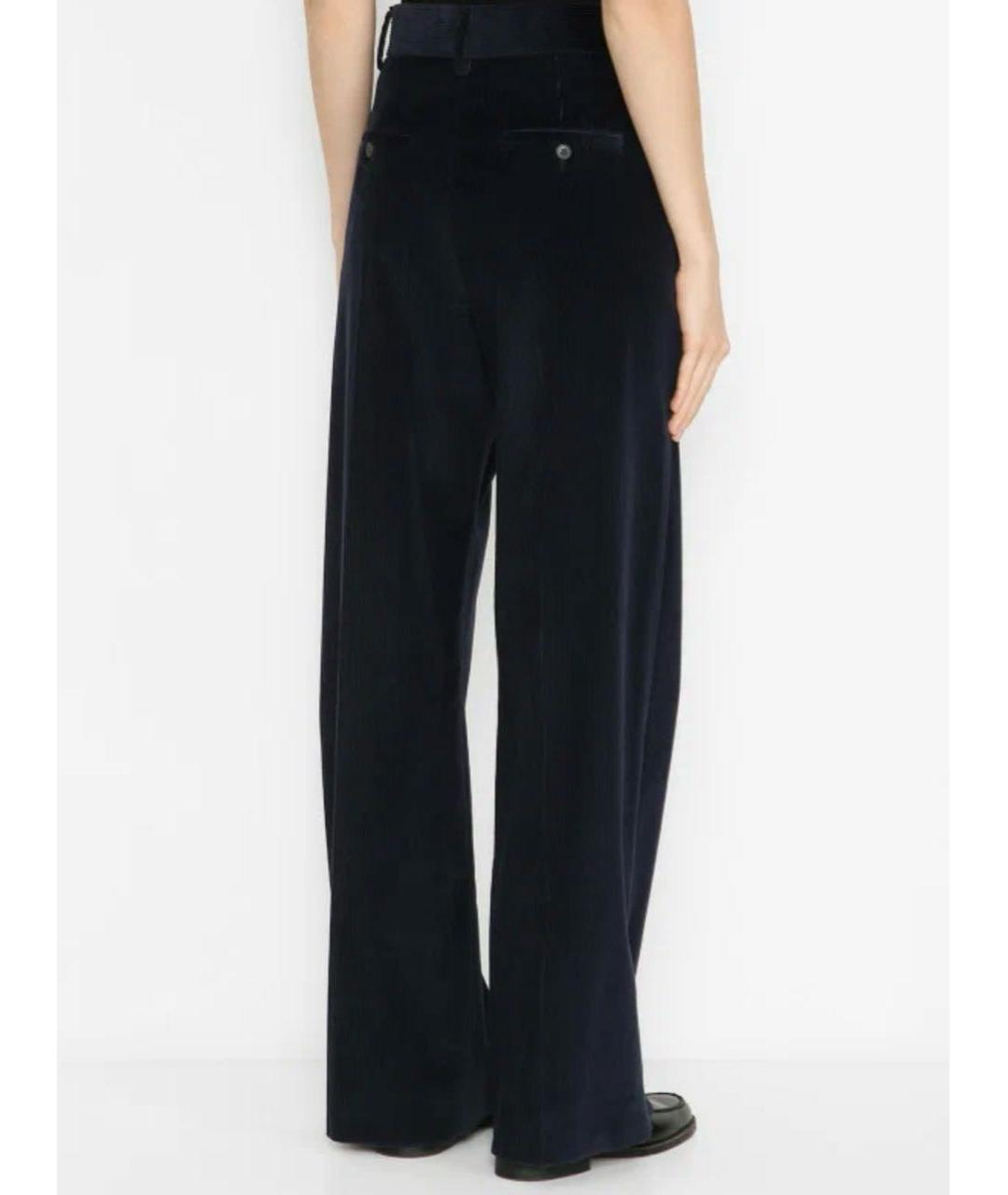 MAX MARA Темно-синие хлопковые брюки широкие, фото 3
