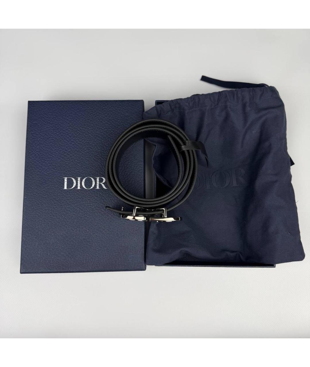 CHRISTIAN DIOR Черный кожаный ремень, фото 2