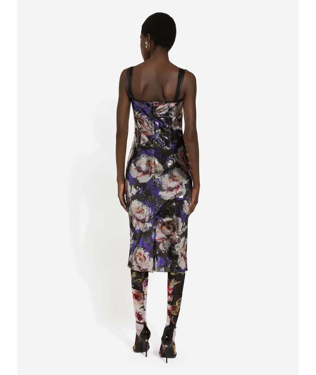 DOLCE&GABBANA Мульти полиэстеровое коктейльное платье, фото 4