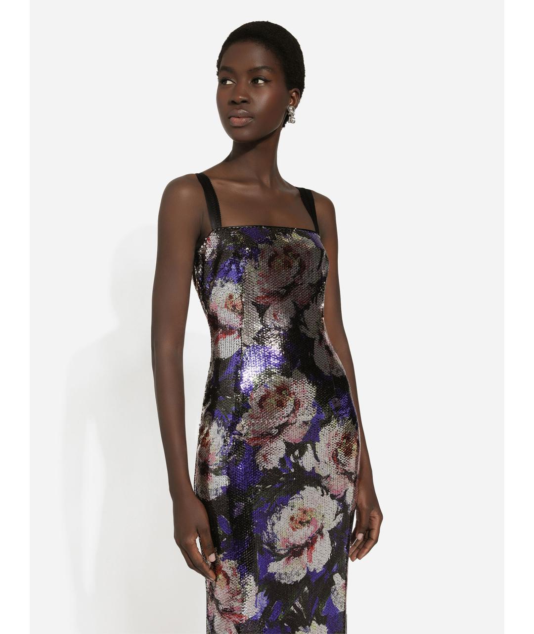 DOLCE&GABBANA Мульти полиэстеровое коктейльное платье, фото 3