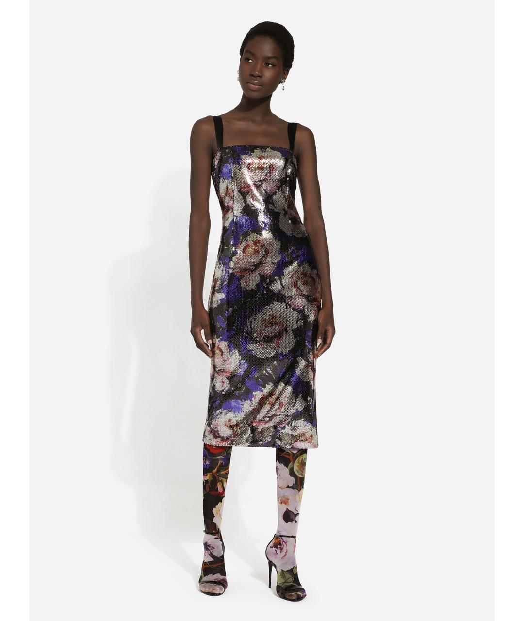 DOLCE&GABBANA Мульти полиэстеровое коктейльное платье, фото 2