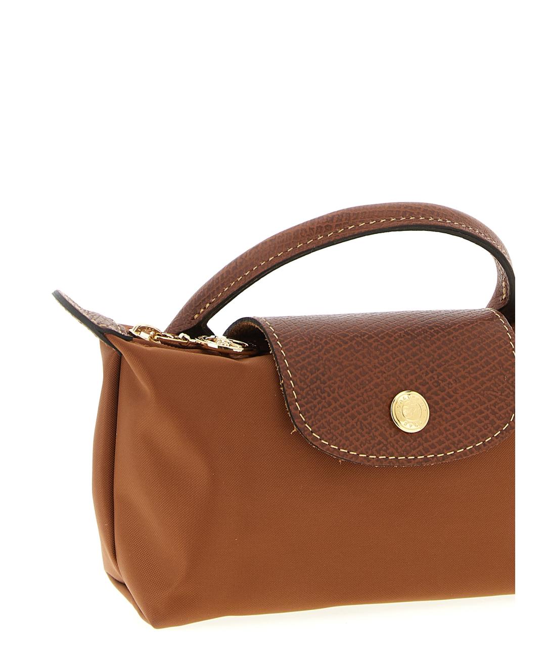 LONGCHAMP Коричневая нейлоновая сумка с короткими ручками, фото 3