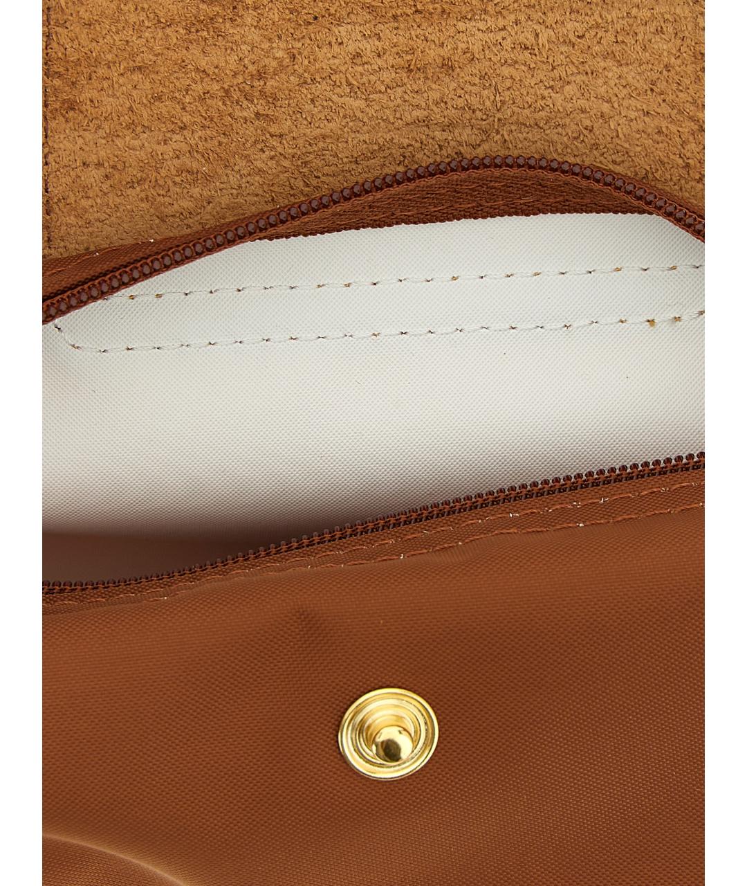 LONGCHAMP Коричневая нейлоновая сумка с короткими ручками, фото 4