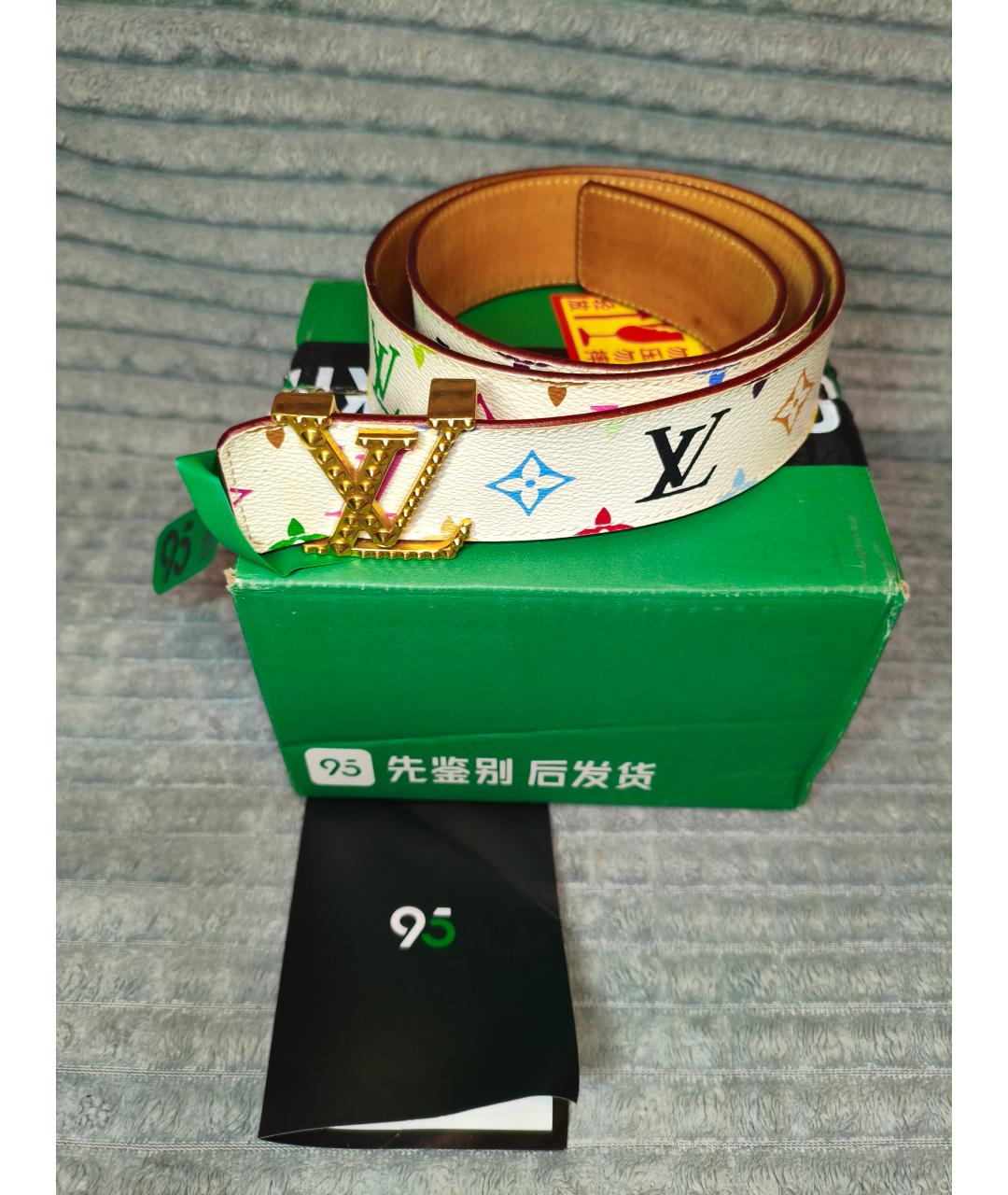 LOUIS VUITTON Белый кожаный ремень, фото 2