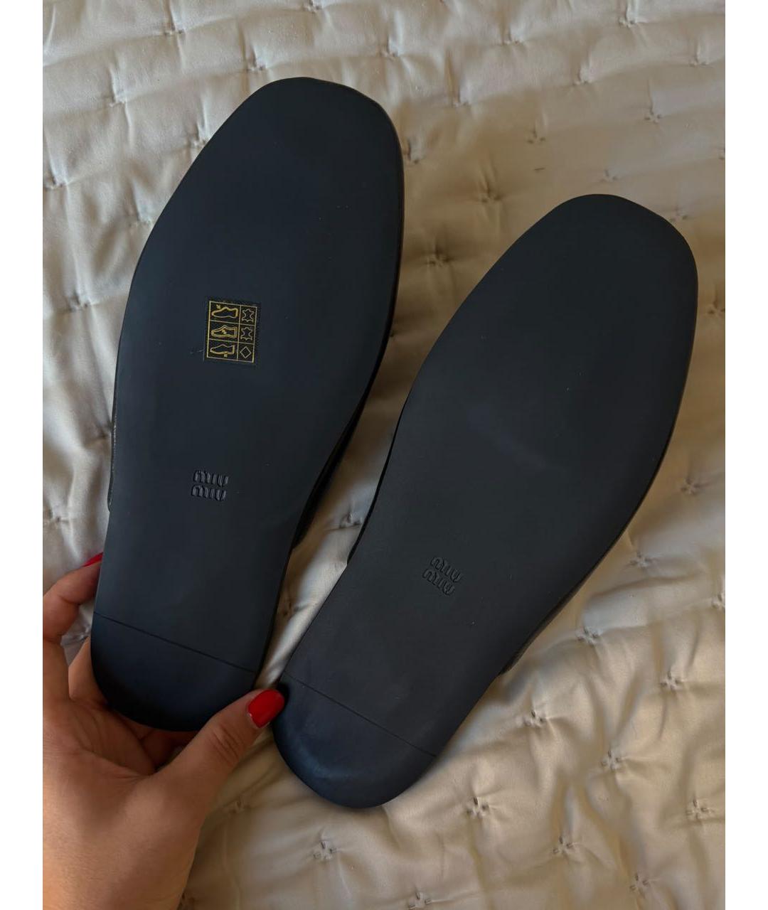 MIU MIU Черные кожаные мюли, фото 7