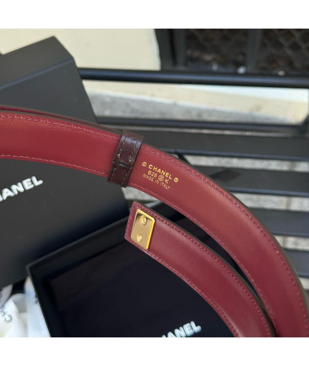 CHANEL Коричневый кожаный ремень, фото 3