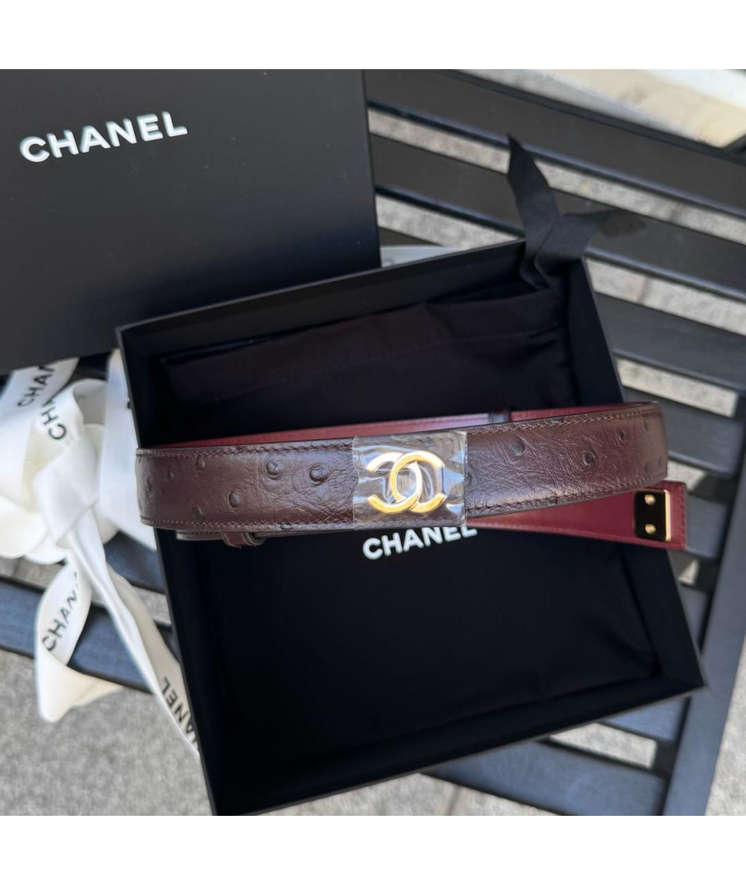 CHANEL Коричневый кожаный ремень, фото 2