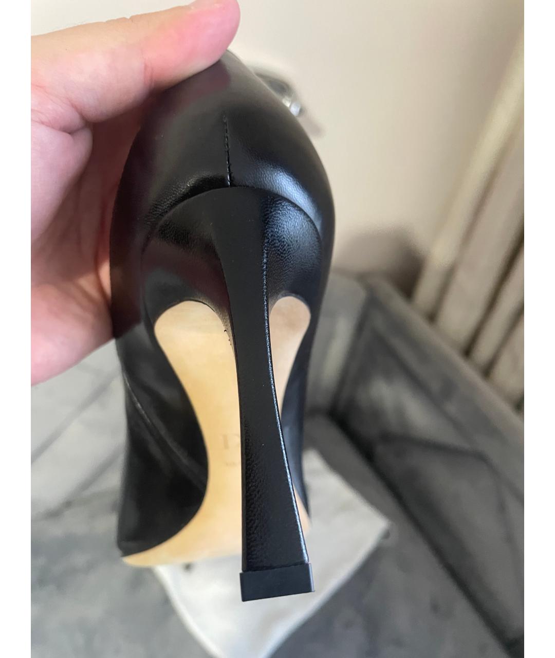 CHRISTIAN DIOR Черные кожаные лодочки на низком каблуке, фото 4