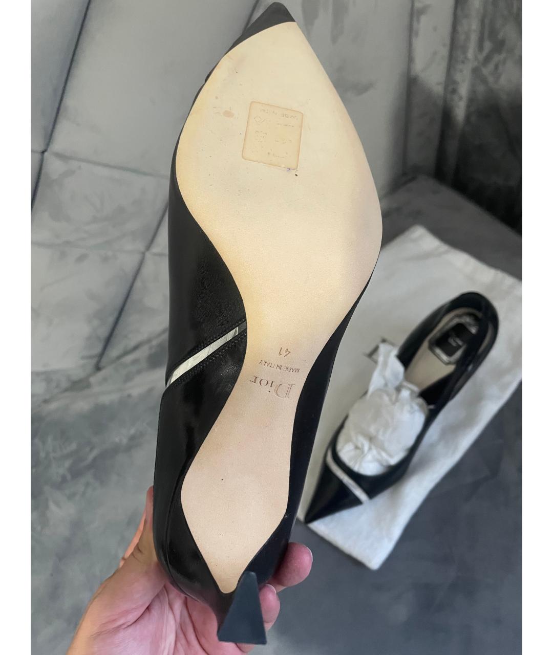 CHRISTIAN DIOR Черные кожаные лодочки на низком каблуке, фото 6