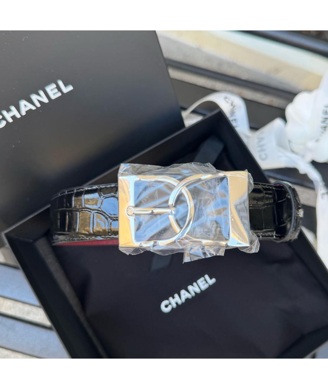 CHANEL Черный кожаный ремень, фото 2