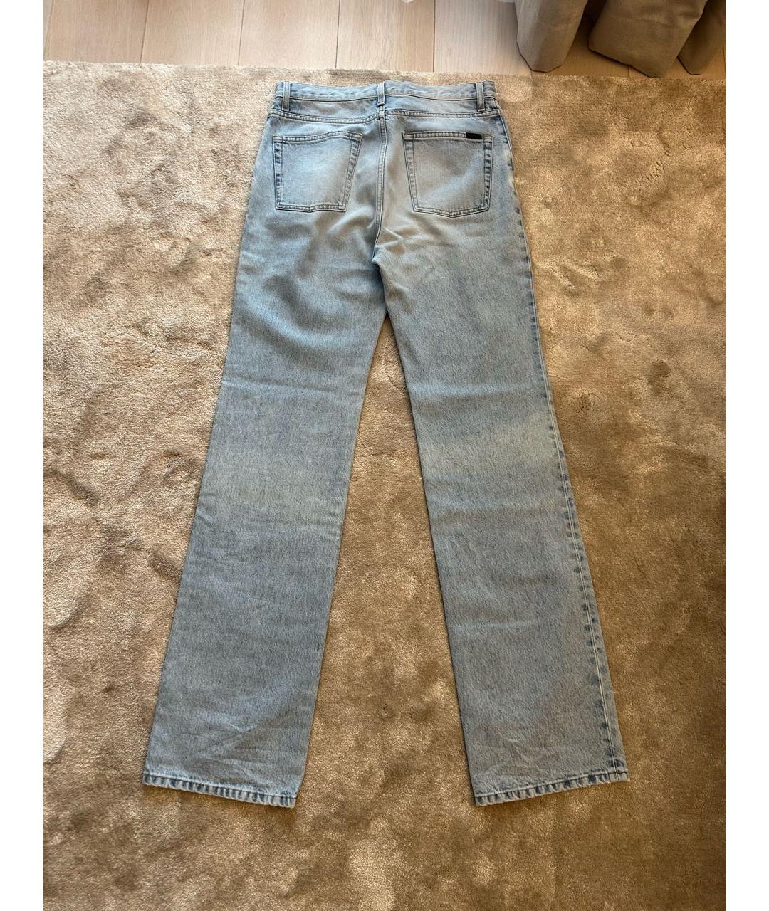 SAINT LAURENT Голубые хлопковые прямые джинсы, фото 3