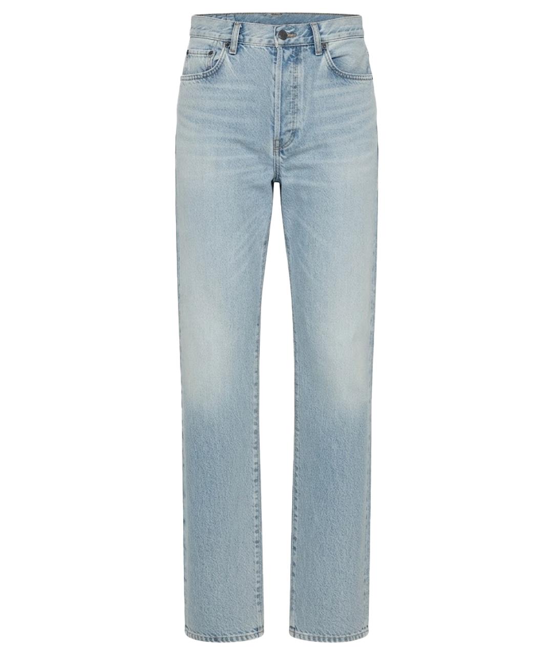 SAINT LAURENT Голубые хлопковые прямые джинсы, фото 1