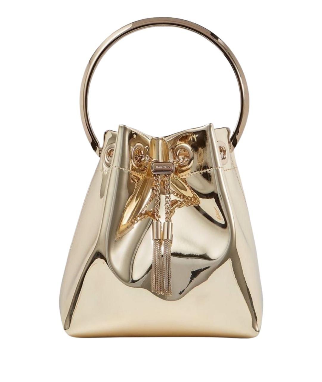 JIMMY CHOO Золотая тканевая сумка с короткими ручками, фото 1