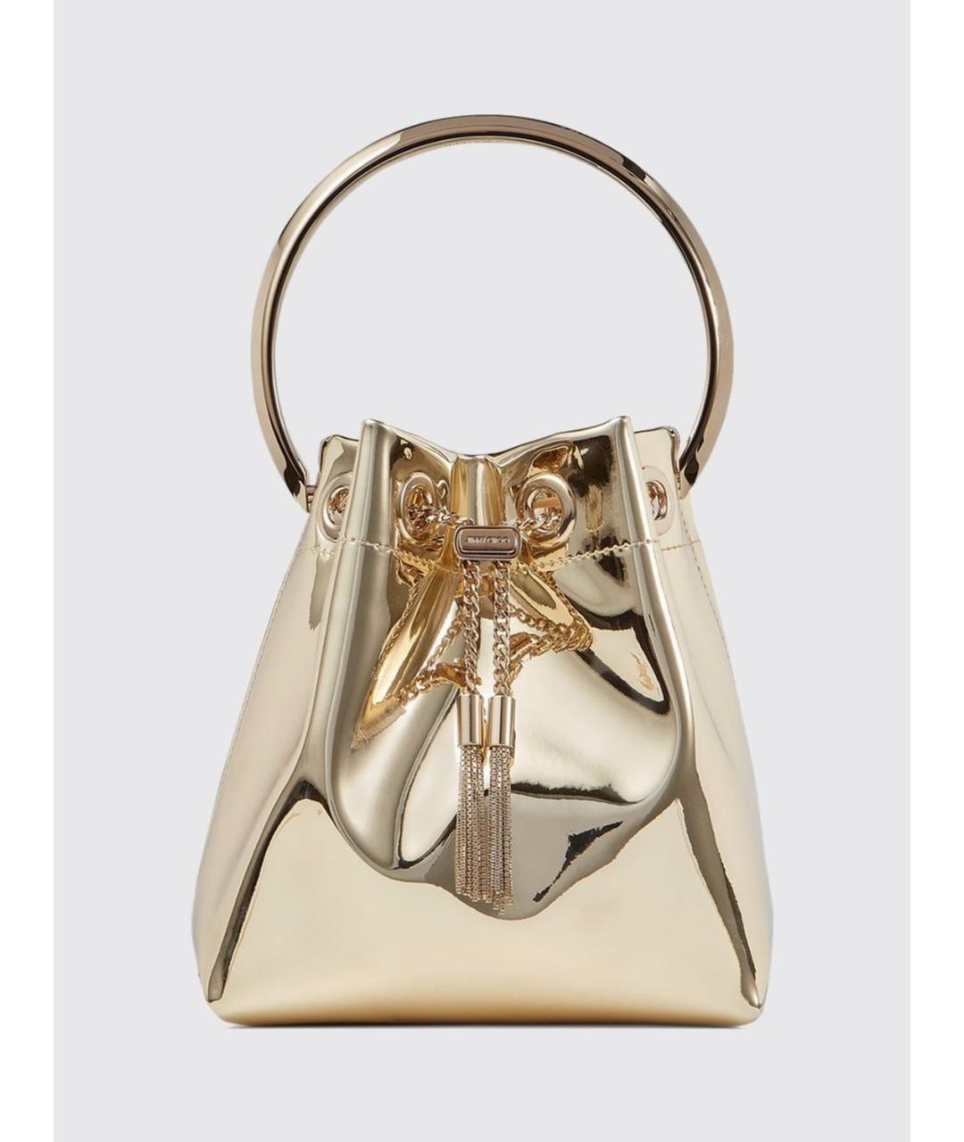 JIMMY CHOO Золотая тканевая сумка с короткими ручками, фото 6