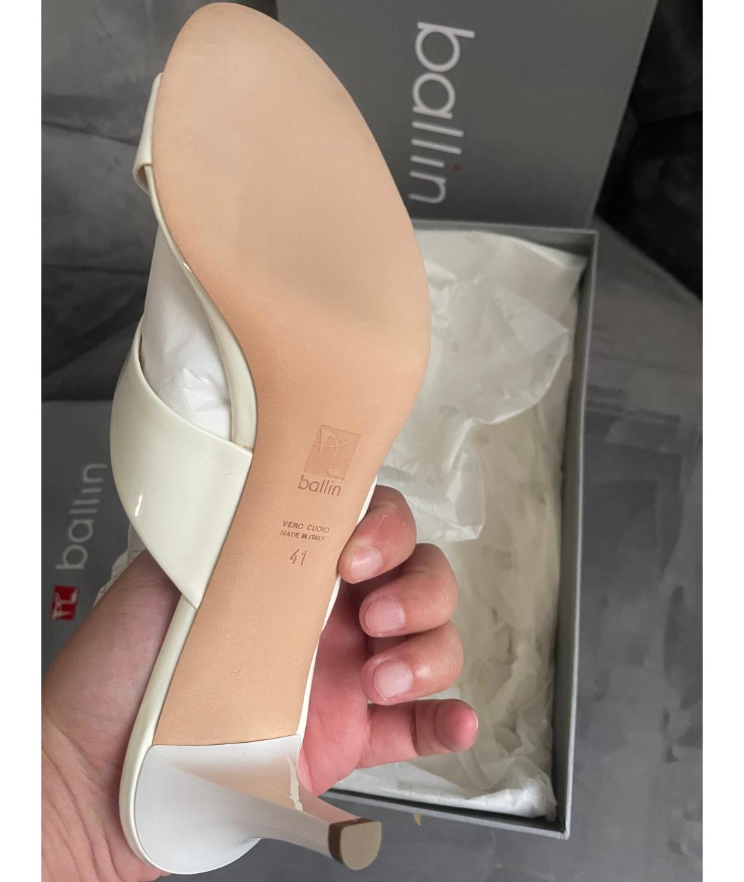 BALLY Белые кожаные сабо, фото 5