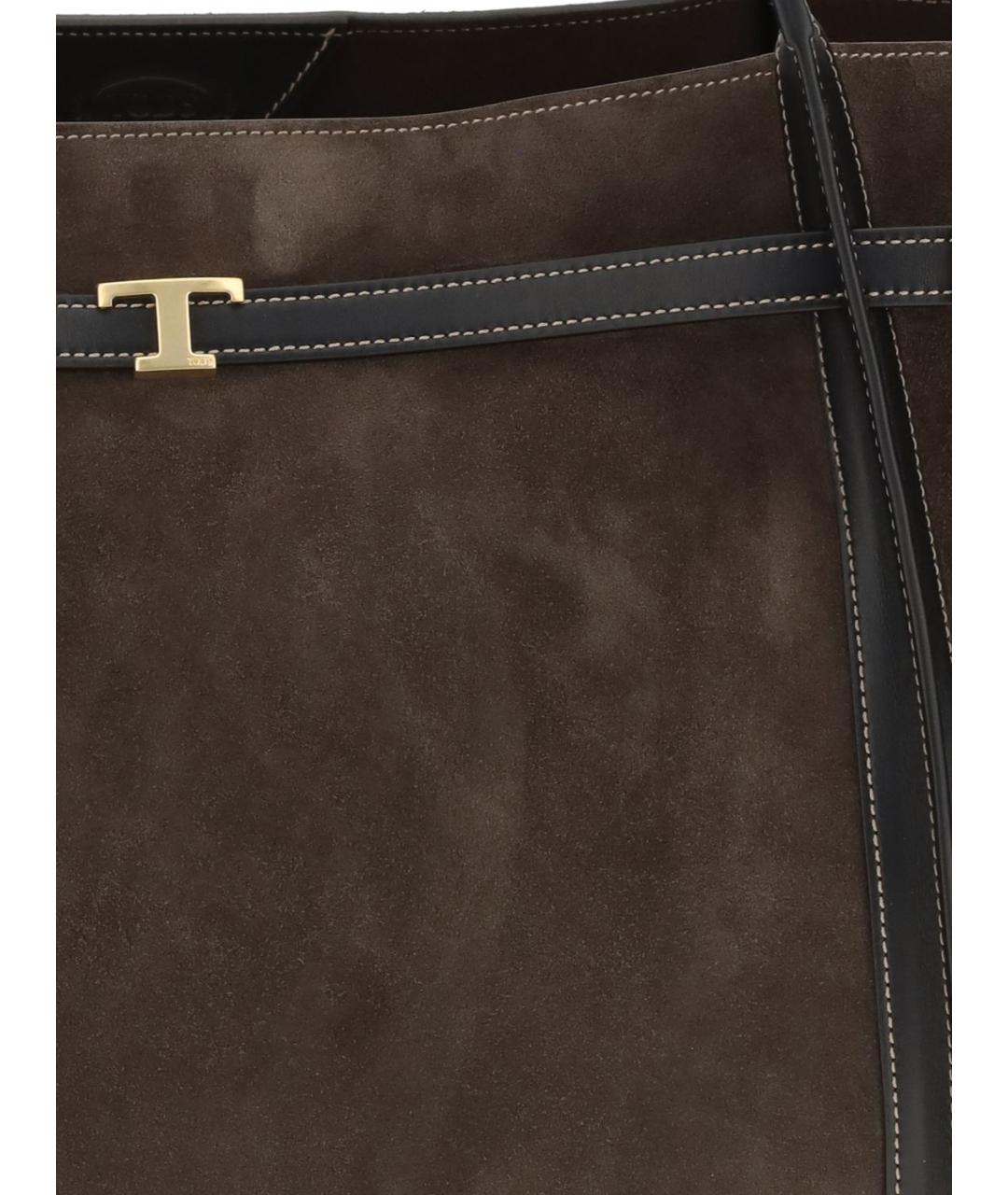 TOD'S Коричневая замшевая сумка тоут, фото 4