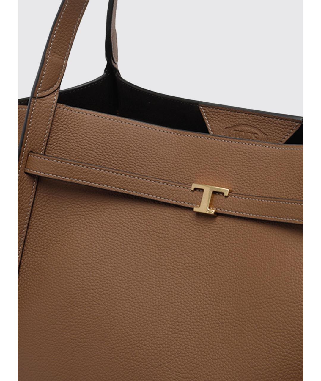 TOD'S Коричневая кожаная сумка тоут, фото 4