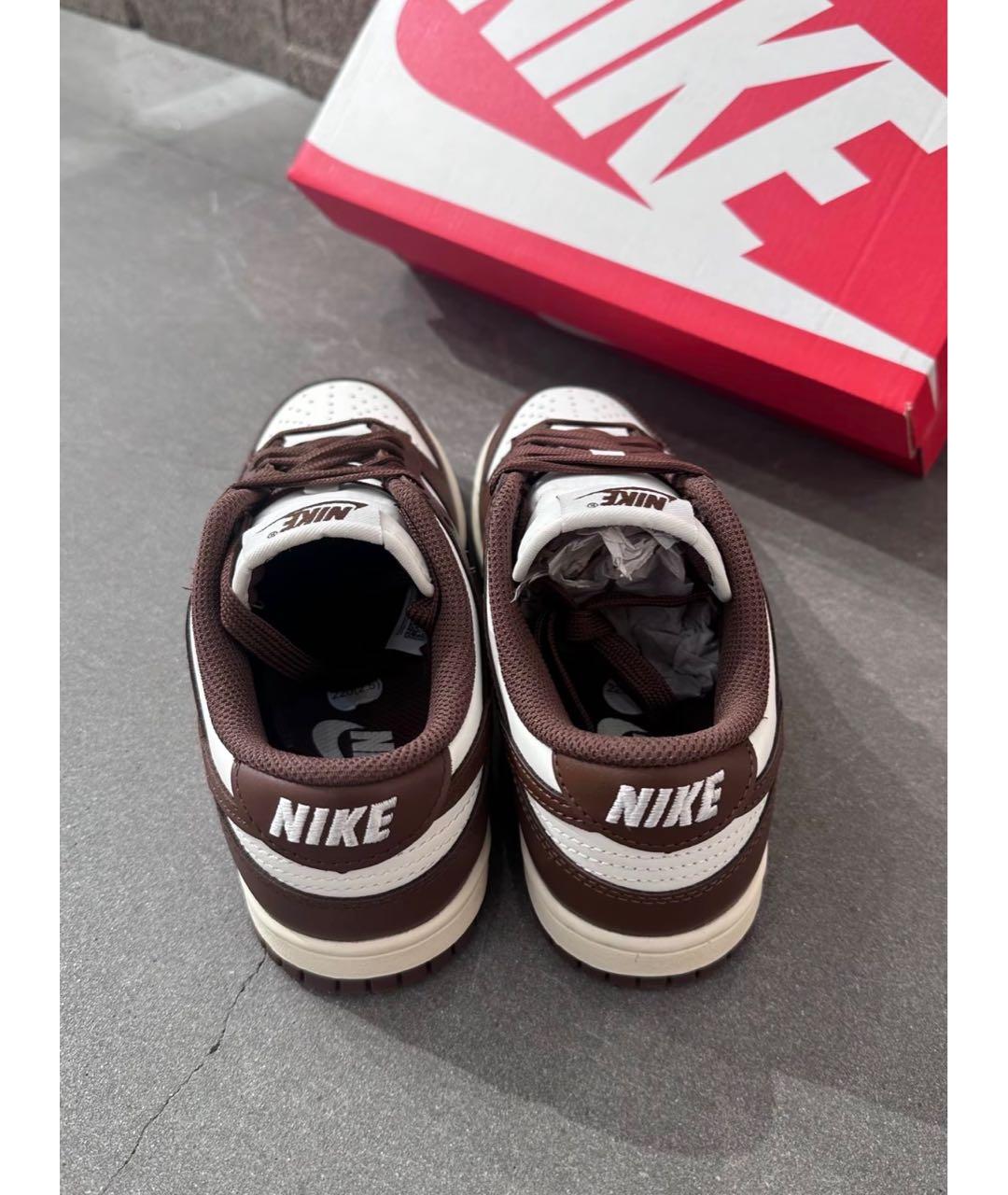 NIKE Коричневые кожаные низкие кроссовки / кеды, фото 4