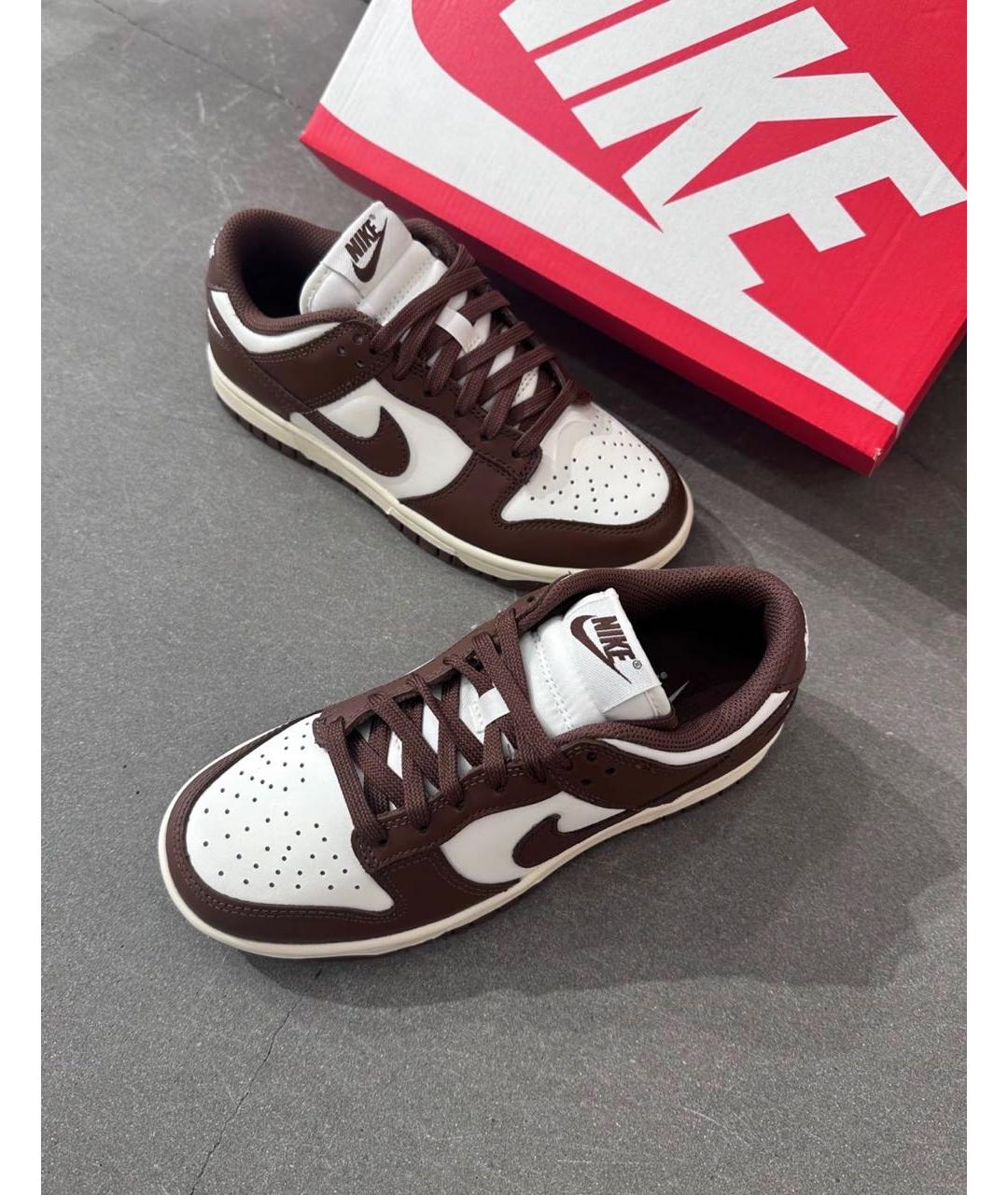 NIKE Коричневые кожаные низкие кроссовки / кеды, фото 2