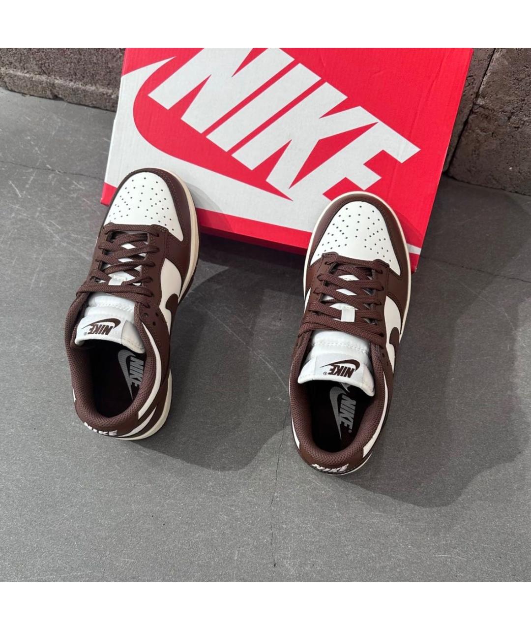 NIKE Коричневые кожаные низкие кроссовки / кеды, фото 3