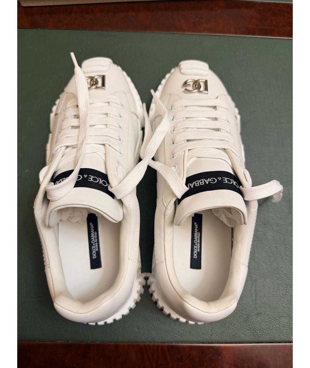 DOLCE&GABBANA Белые кожаные кеды, фото 3