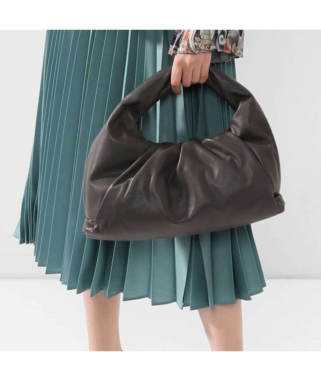 BOTTEGA VENETA Серая кожаная сумка с короткими ручками, фото 4