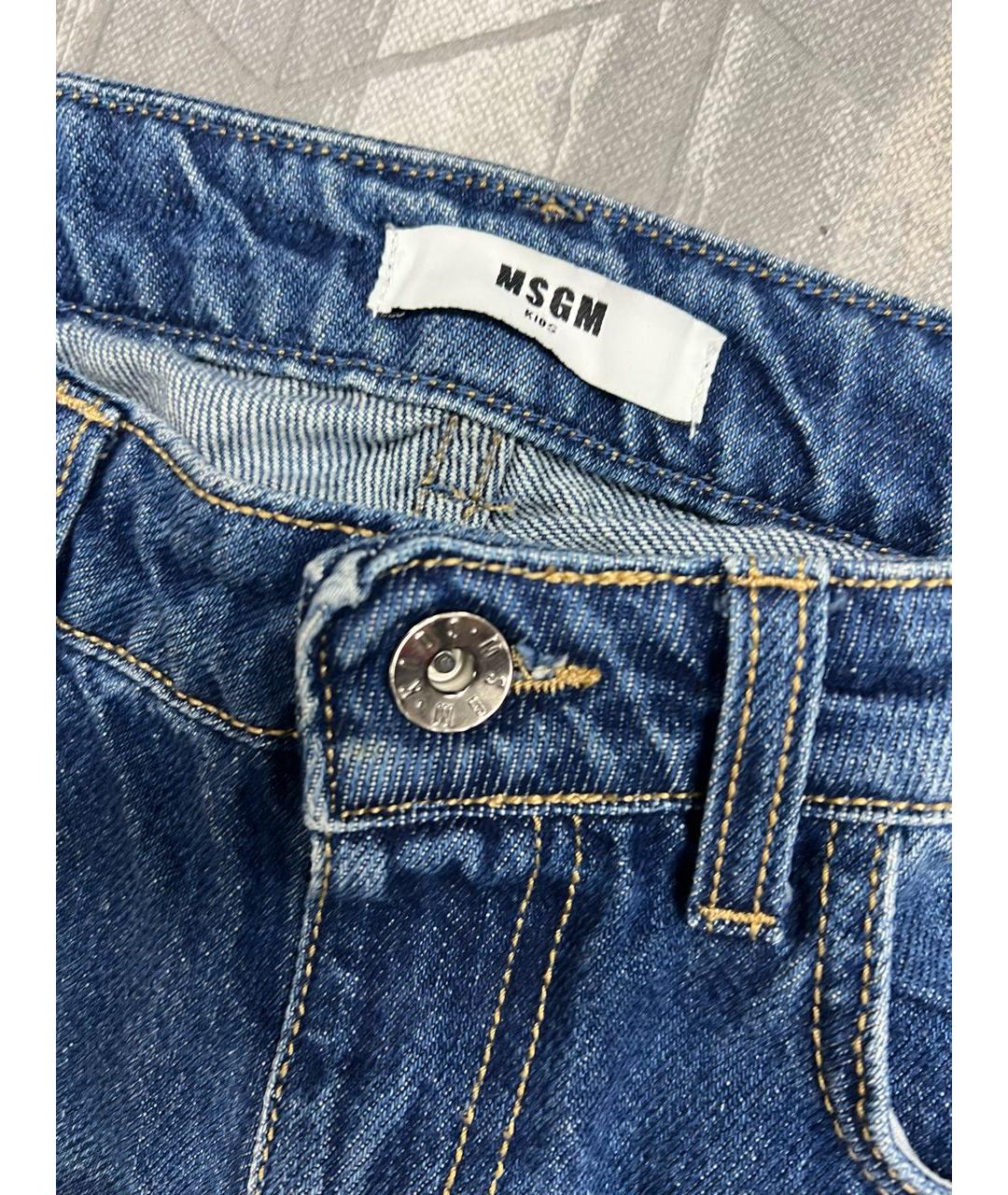 MSGM KIDS Синие хлопковые детские джинсы, фото 3
