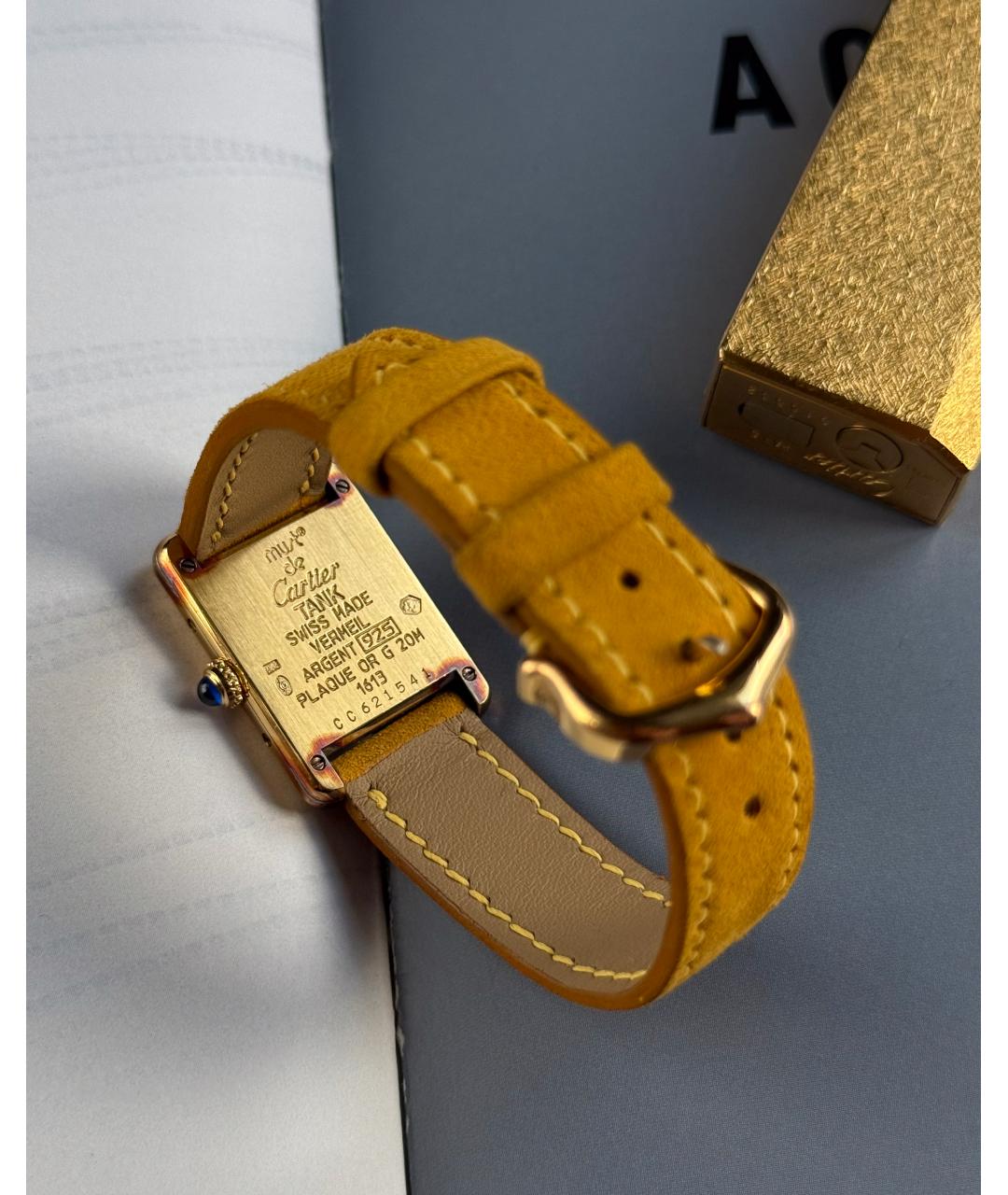 CARTIER Желтые серебряные часы, фото 2