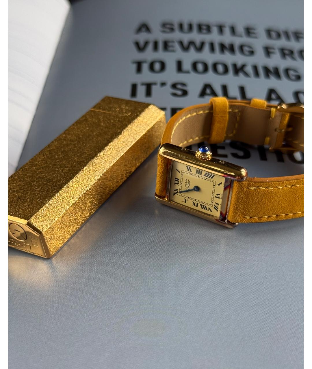 CARTIER Желтые серебряные часы, фото 4
