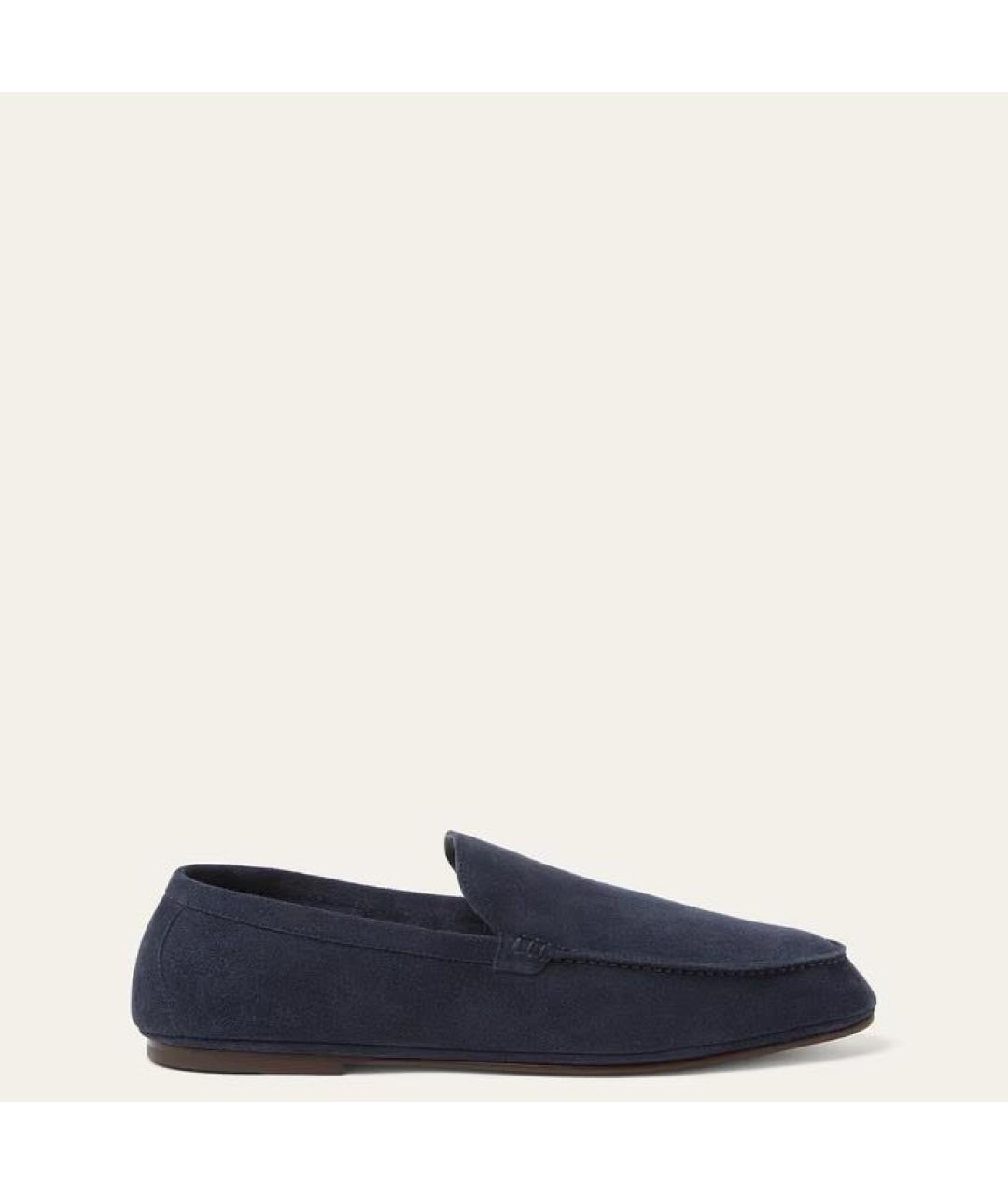 LORO PIANA Темно-синие замшевые лоферы, фото 8
