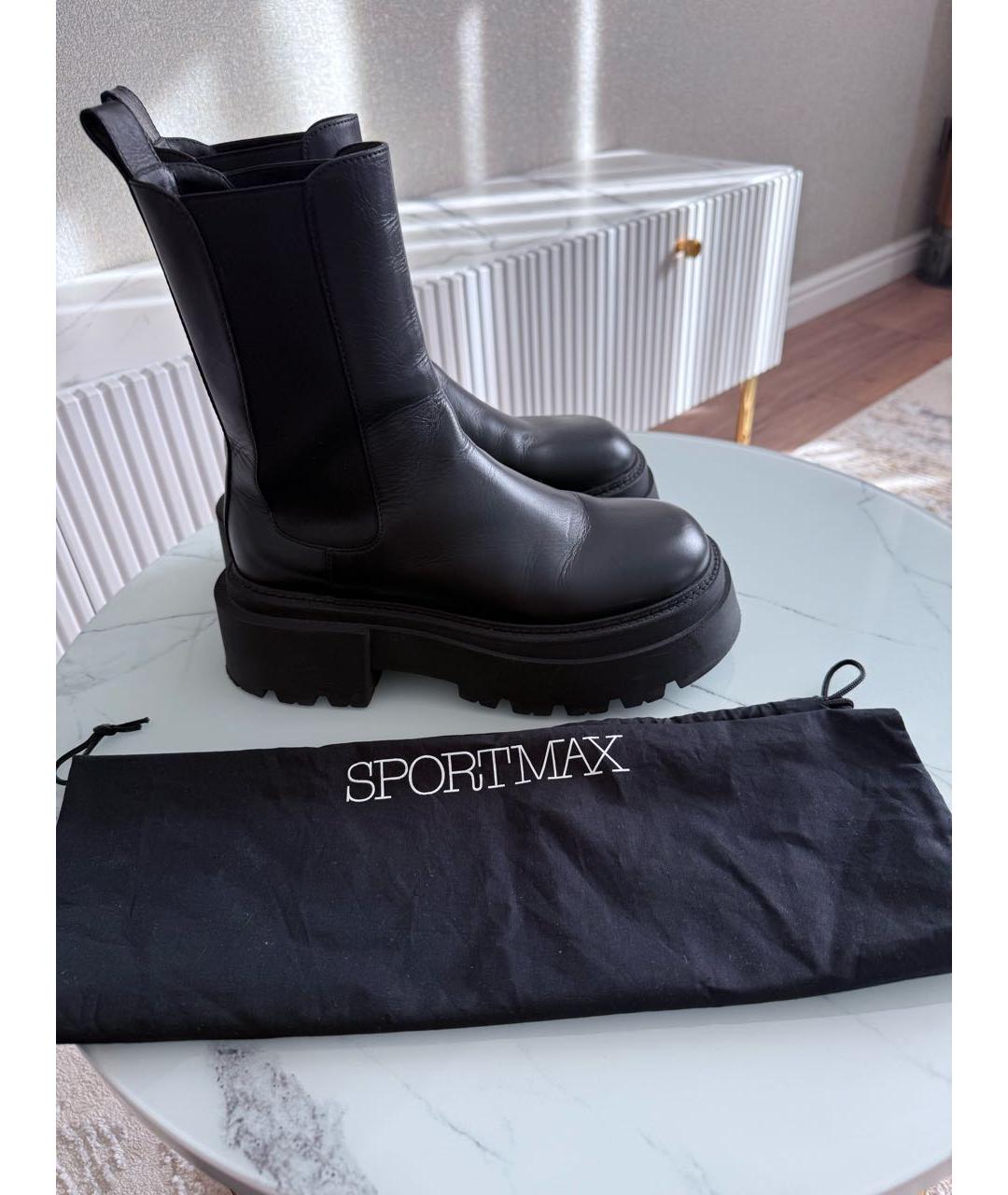 SPORTMAX Черные ботинки, фото 5