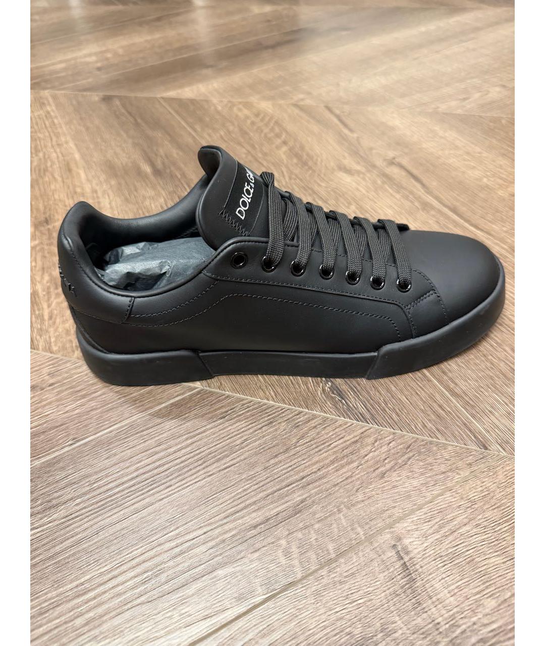 DOLCE&GABBANA Черные кожаные кеды, фото 8