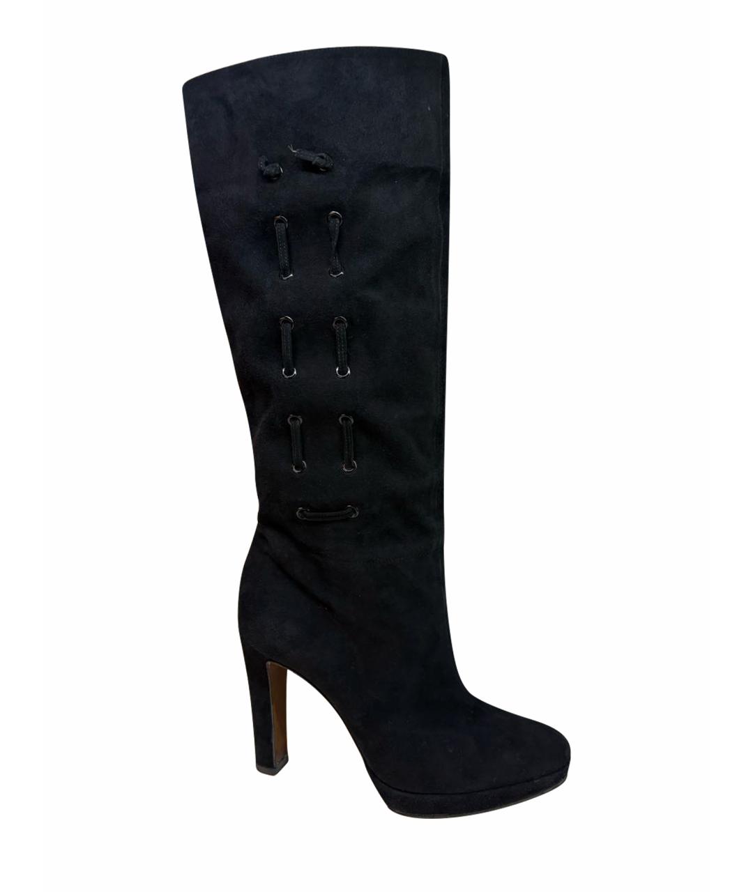 BOUTIQUE MOSCHINO Черные замшевые сапоги, фото 1