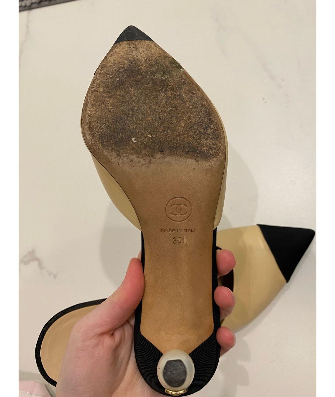 CHANEL Бежевые кожаные туфли, фото 3