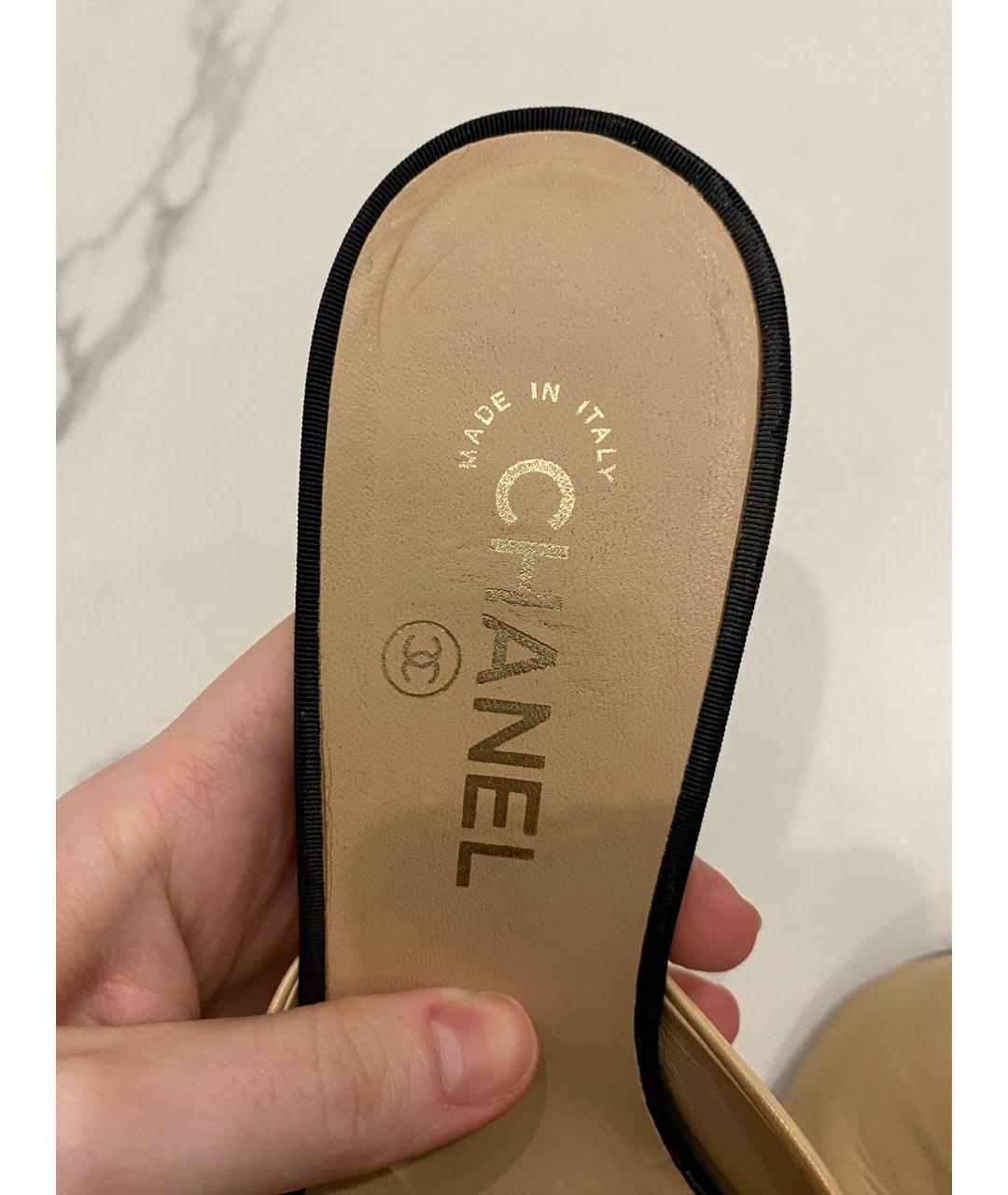 CHANEL Бежевые кожаные туфли, фото 4