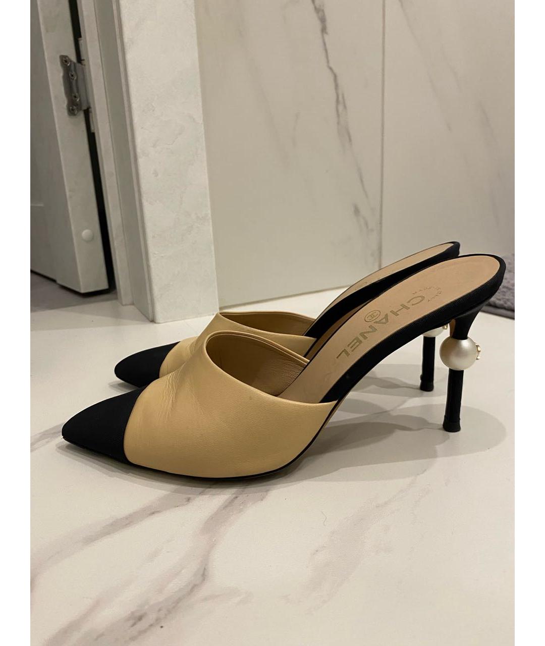 CHANEL Бежевые кожаные туфли, фото 9