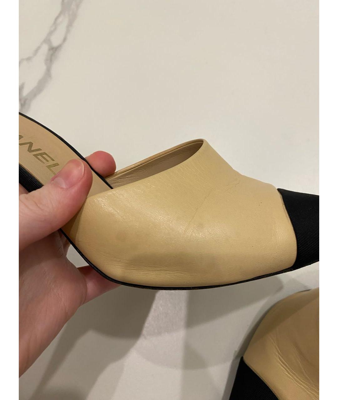CHANEL Бежевые кожаные туфли, фото 8
