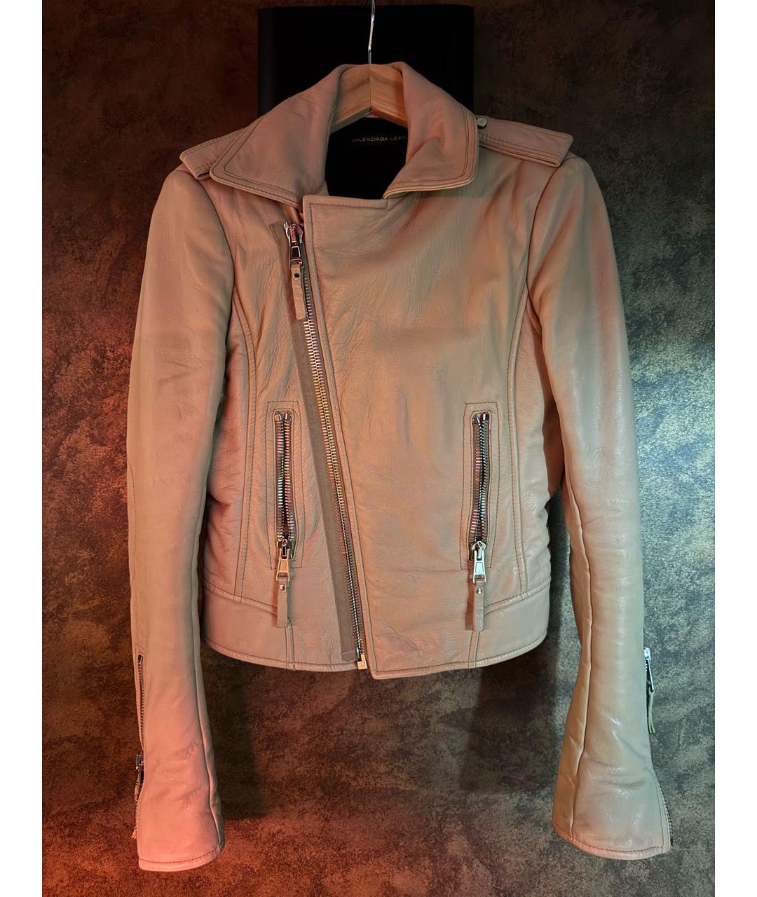 BALENCIAGA Бежевая кожаная куртка, фото 9