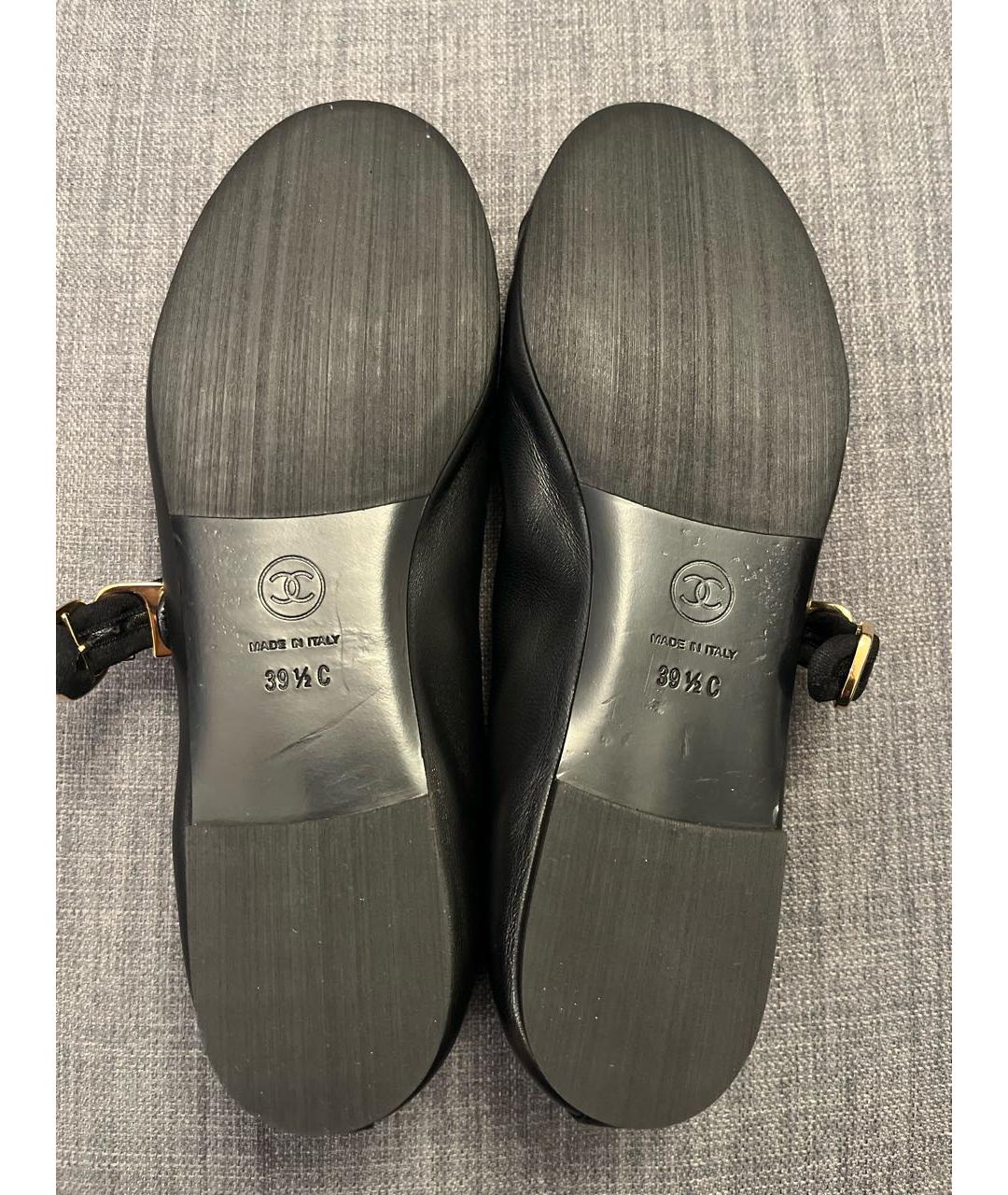 CHANEL Черные кожаные балетки, фото 5